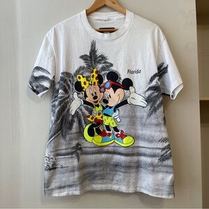 Vintage 90s Disney Mickey Mouse AOP Florida Cartoon T Shirt Size Large